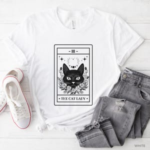 Maglietta per la mamma del gatto nero dei tarocchi, regalo per gatto stregato per Natale, maglietta per amanti dei gatti, regalo di compleanno, maglietta per gattara pazza, maglietta divertente con carta dei tarocchi, maglietta con gatto