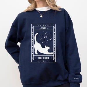 Chemise tarot lune Sweat chat sorcière Sweat carte tarot drôle Sweat chat noir maman cadeau d'anniversaire amoureux des chats pull cadeau pour tenue de femme chat