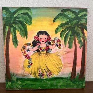 Vintage inspired Hawaiian Hula Girl decoration