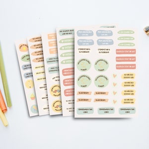 Stickerset Willkommensfeier bunt, Sticker Taufe, Aufkleber freie Taufe, Stickerset Gästebuch