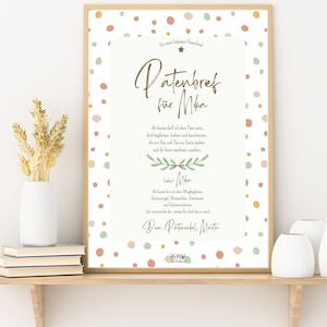 Carta de patrocinio impresa en casa, carta de patrocinio personalizada, carta de patrocinio bautismo gratis, carta de patrocinio colorida, regalo fiesta de bienvenida