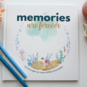 Gästebuch freie Taufe, Gästebuch Willkommensfeier, Gästebuch Baby Willkommensfest, Gästebuch Aqua