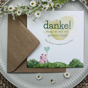 Dankeskarten Willkommensfeier, Karte freie Taufe, Dankeskarte Set
