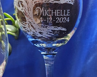 Oak Tree Family Wedding or Anniversary Wine Glasses |
