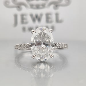 3 Ct Oval Cut Lab Grown Diamond Engagement Ring Hidden Halo Ring Classic Sophistication Forever Enchanted Wedding Ring Best Art Deco Design