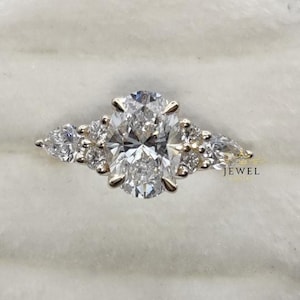 1.50 Ct Oval Lab Grown Diamond Engagement Ring, 18K Yellow Gold