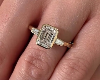 2.45 CT Smaragdschliff CVD Labor gewachsener Diamant beleuchten Sie Ihre Liebesgeschichte mit unserem exquisiten Verlobungsring