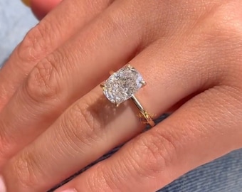 2.0 Ct Kissenschliff Zertifiziert CVD Labor gewachsener Diamant Ring Handgefertigter Goldring Bestes Jubiläumsgeschenk Diamant Ehering für ihren Versprechensring