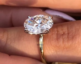 Anillo de diamantes cultivados en laboratorio CVD certificado de talla ovalada de 3,0 quilates Anillo de oro hecho a mano Mejor regalo de aniversario Anillo de bodas de diamantes para su anillo de promesa