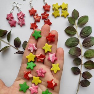 Cute star earrings ,fun earrings,stylish earrings , gifts for her,clay earrings,stars earrings, colourful earrings,handmade star jewelry.