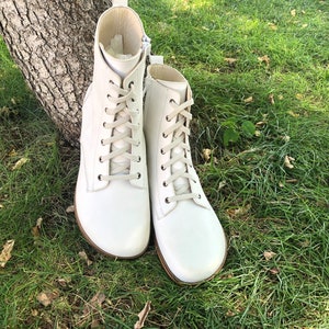 Women Barefoot Boots, White Leather Boots, Handmade Leather Boots, Women Boots, Zero Drop Boots