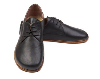 Männer Barfuß Oxford, Schwarze Lederschuhe, Handgemachte Oxford Jemeni, Männer Schuhe