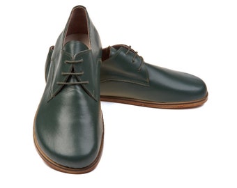 Hombres Oxford descalzos, zapatos de cuero verde, Oxford yemení hecho a mano, zapatos de hombre