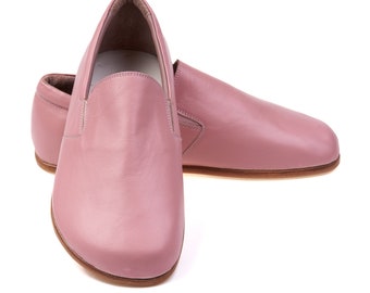 Men Barefoot Shoes, Pink Leather Shoes, Handmade Men Shoes, Zero Drop Shoes