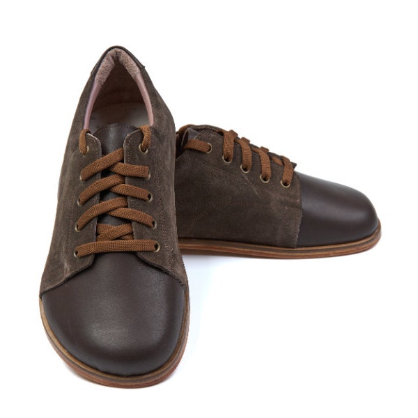 Men Barefoot Sneakers, Suede Brown Leather Sneakers, Handmade Shoes, Men Shoes