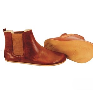 Men Barefoot Chelsea, Brown Leather Boots, Handmade Chelsea Boots, Men Boots, Zero Drop Boots