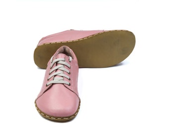 Women Barefoot Sneakers, Light Pink Leather Sneakers, Handmade Shoes, Women Shoes, Handmade Stitched Shoes