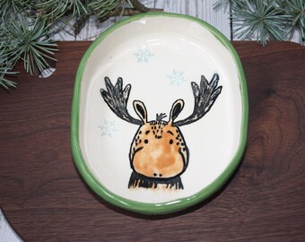 Handmade Christmas reindeer treats dish