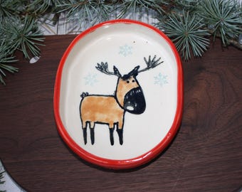 Handmade Christmas Reindeer treat plate