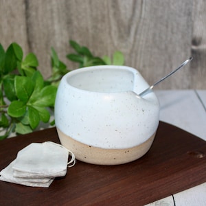 Rustic Speckled Ceramic Teabag Pot: Handmade Kitchen Storage