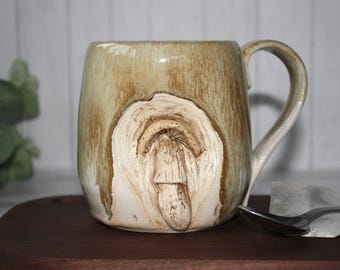 Handmade Ceramic Mushroom Mug: Whimsical Woodland Stoneware