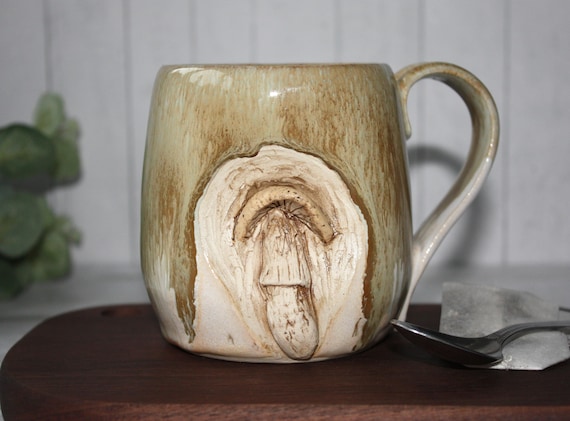 Handmade Ceramic Mushroom Mug: Whimsical Woodland Stoneware