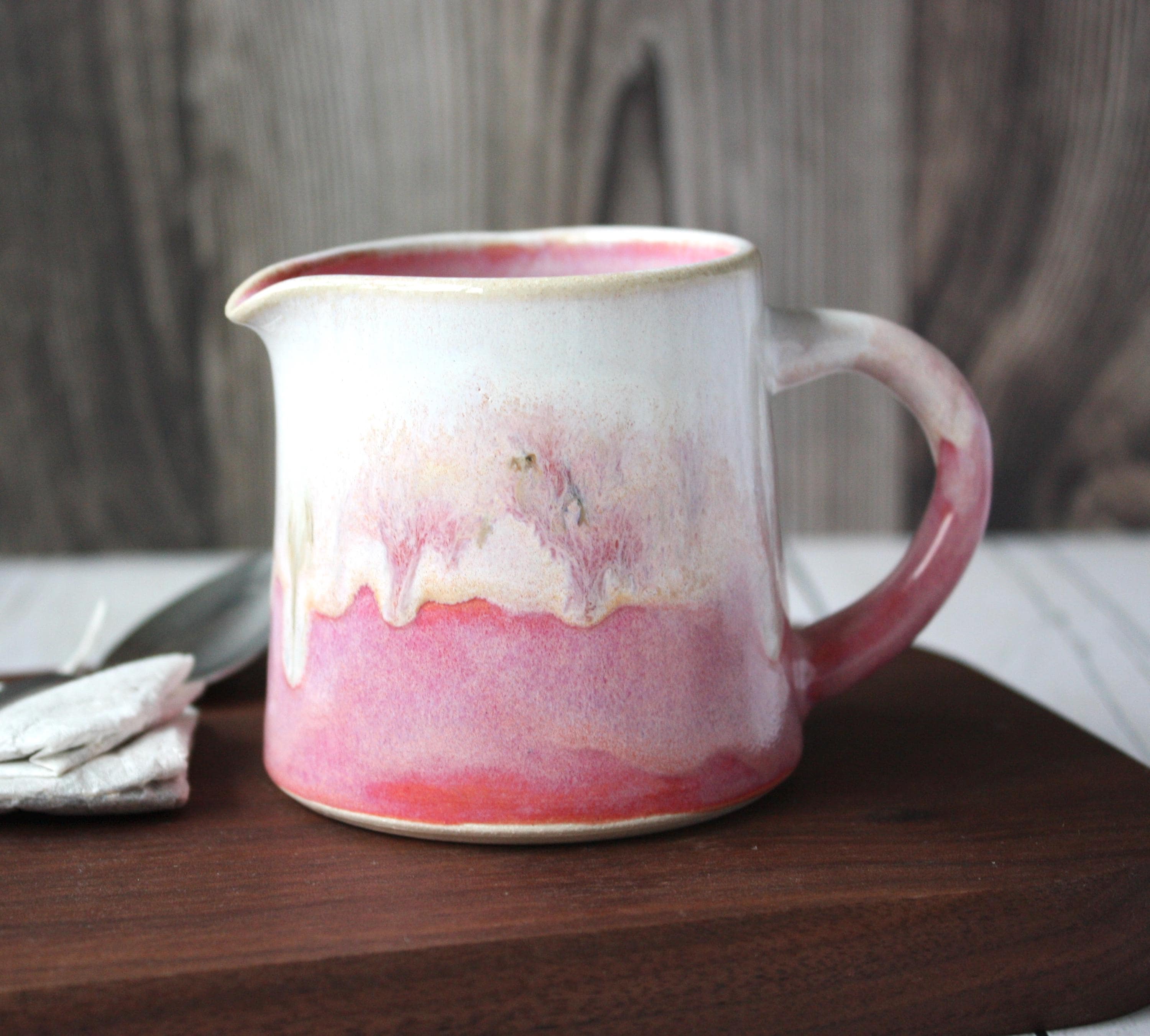 Pichet/cruche En Céramique Rose Vintage ~10 Cm - Pot à Lait Ou Bougeoir Déco