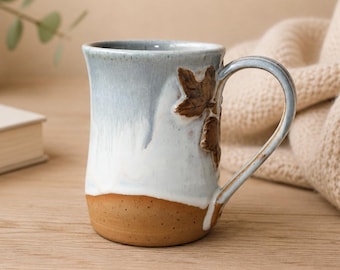 Handmade Ceramic Mug UK, Woodland Leaf Mug, Studio Pottery Coffee Cup, Artisan Stoneware Mug, Unique Handmade Gift
