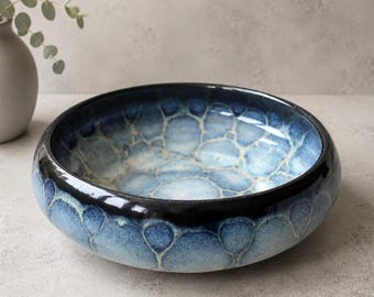 Stunning Handmade Ceramic Bowl, Stoneware Pottery Bowl, Unique Glazed Bowl, Blue Decorative Bowl, Handmade Homeware
