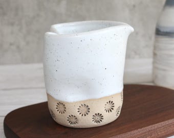 Handmade Speckled Stoneware Jug: Satin White Creamer, Milk, Sauce