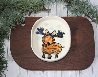 Handmade Reindeer treats Christmas plate