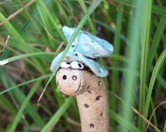 Whimsical Ceramic Garden Worms: Handmade Garden Art Sculpture