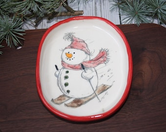 Handmade Christmas Snowman plate