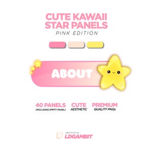 Adorable Cute Kawaii Star Twitch Panels (Pink Edition)