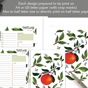 Orange Floral Half Letter Planner Inserts, Habit Journal (Digital Download) image 6