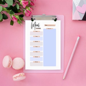 Digital Meal Planner Notepad, A5 A4 Meal Planning Shopping List, Tear Off Pages, Nutrition Checklist, Weekly Planner Food Log, Diet Tracker