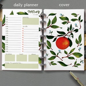 Orange Floral Half Letter Planner Inserts, Habit Journal (Digital Download) image 4