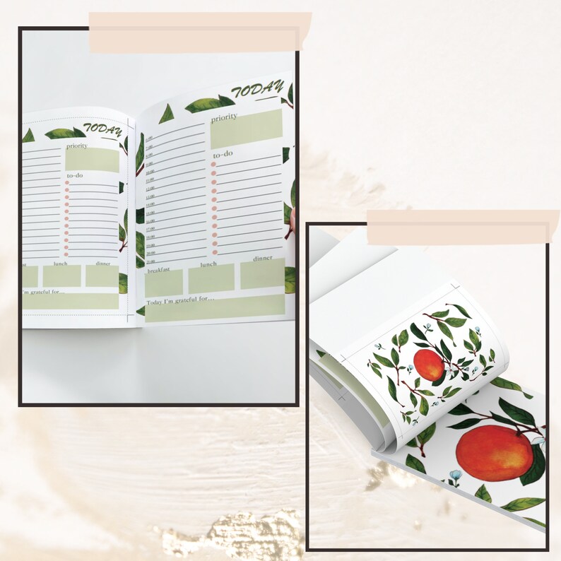 Orange Floral Half Letter Planner Inserts, Habit Journal (Digital Download) image 3