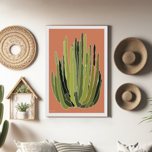 Organ Pipe Cactus Digital Print (Orange Background)