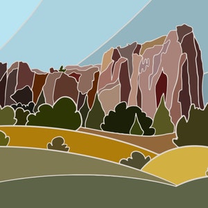 El Morro National Monument New Mexico Line Art Digital Print (Landscape)