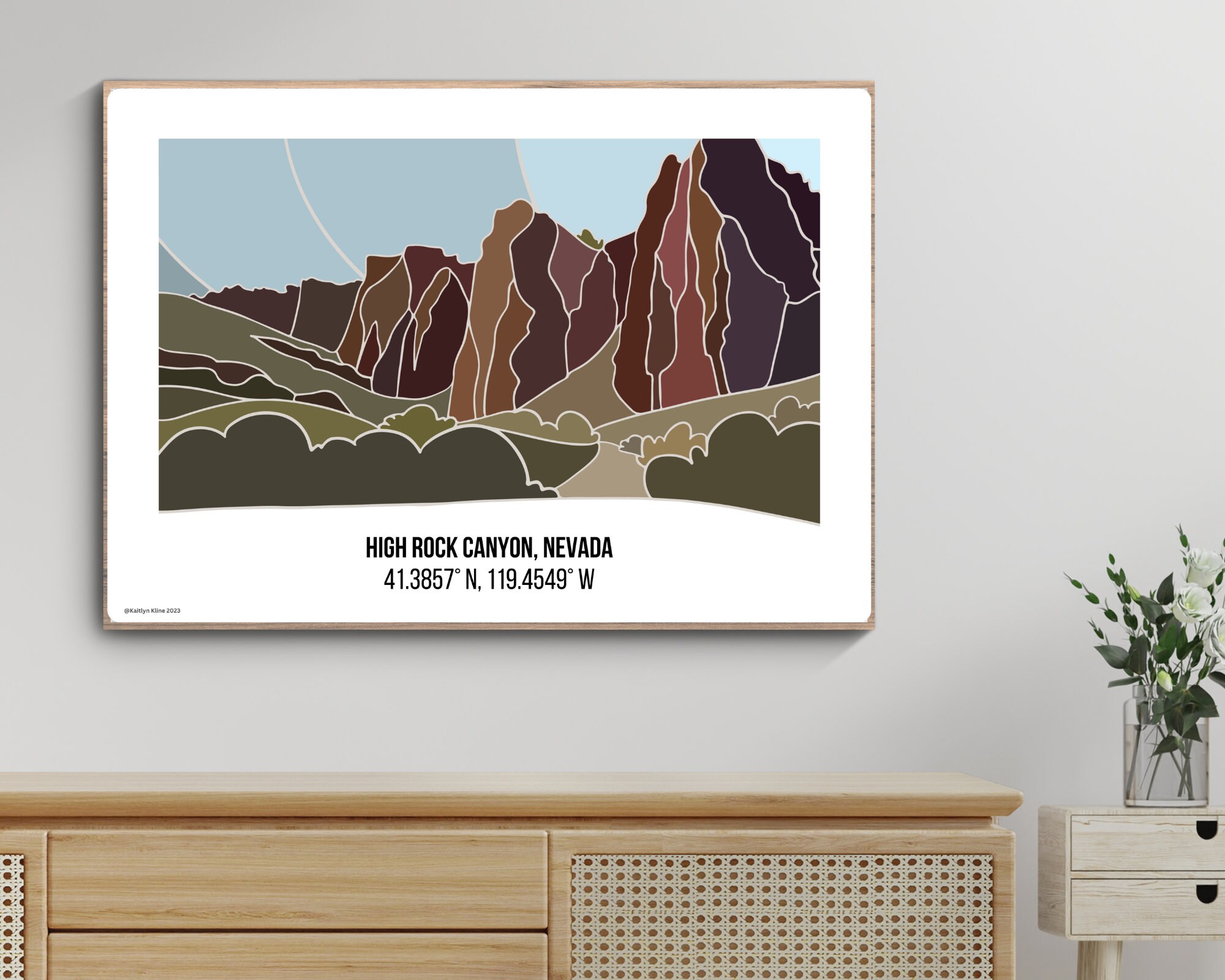 High Rock Canyon Nevada Line Art With Coordinates (landscape) Digital ...