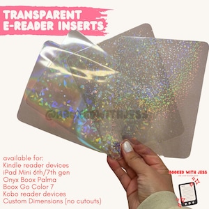 Transparent Kindle and e-reader Inserts | Kindle case insert | Kindle decorating