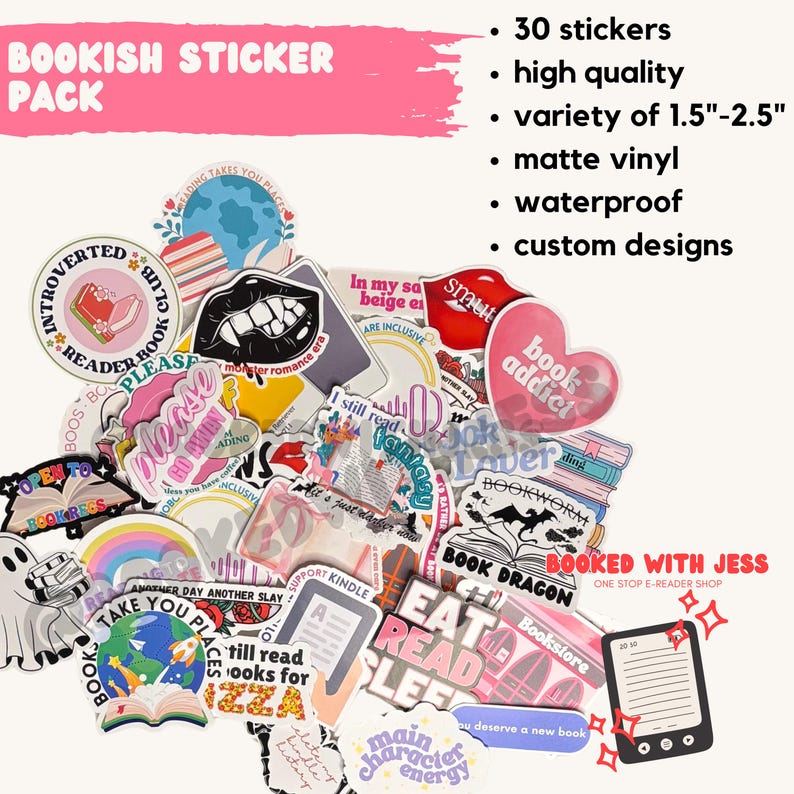Bookish Sticker Pack Bundle | Kindle Personalization | Bookish Stickers ...