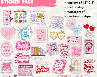 Bookish Valentine Sticker Pack Bundle | Kindle personalization | bookish stickers | book stickers | kindle stickers