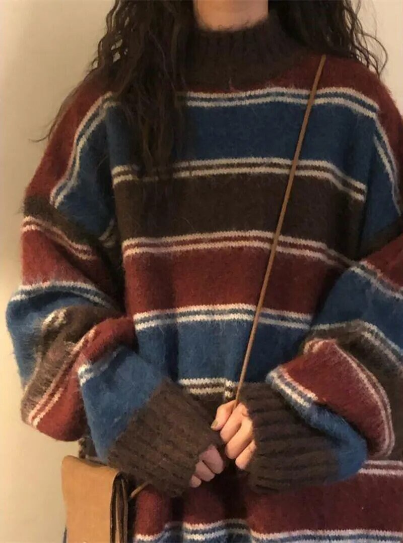 Women's Oversized Sweater I Striped Knitwear Streetwear I Casual ...