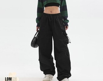 Women's Cargo Pants | Baggy Jeans | Streetwear | Wide Leg | High Waist Straight Denim