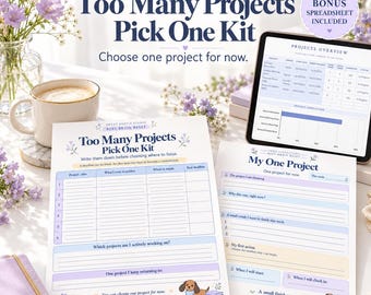 ADHD Project Planner Worksheets with Task Management Spreadsheet, Color & Low-Ink PDF