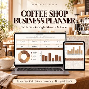 Coffee Shop Spreadsheet: Drink Cost Calculator and Inventory Tracker for Excel and Google Sheets