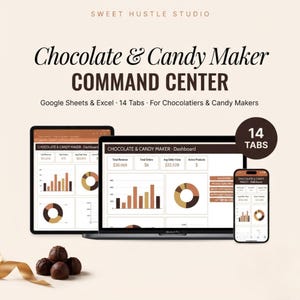 Chocolate Business Planner Excel | Candy Maker Spreadsheet | Chocolatier Tracker | Gift Box Cost Calculator