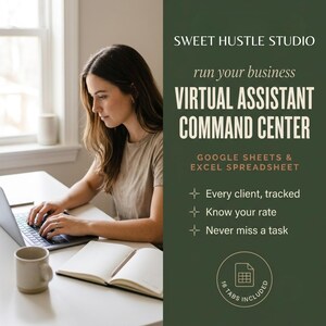 Virtual Assistant Business Planner | VA Spreadsheet Excel | Client Tracker Notion | Freelancer Tool